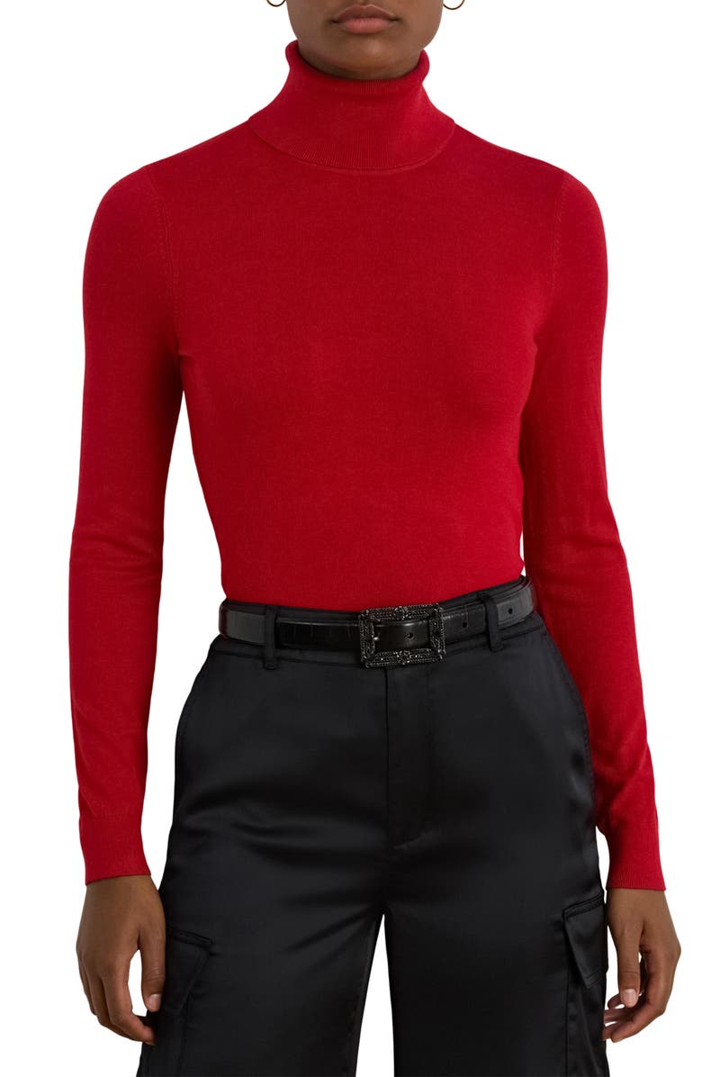Lauren Ralph Lauren Slim Turtleneck Sweater, Main, color, Ralph Red