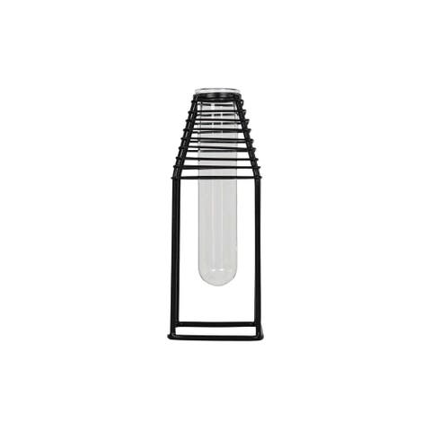 Black Metal & Glass Floating Test Tube Bud Vase