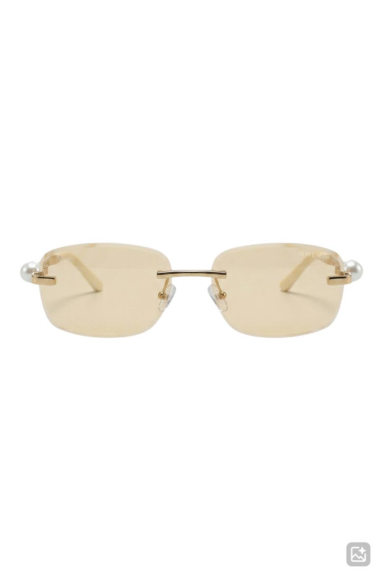 Perla 57mm Rectangular Sunglasses, Main, color, CHAMPAGNE/ CHAMPAGNE