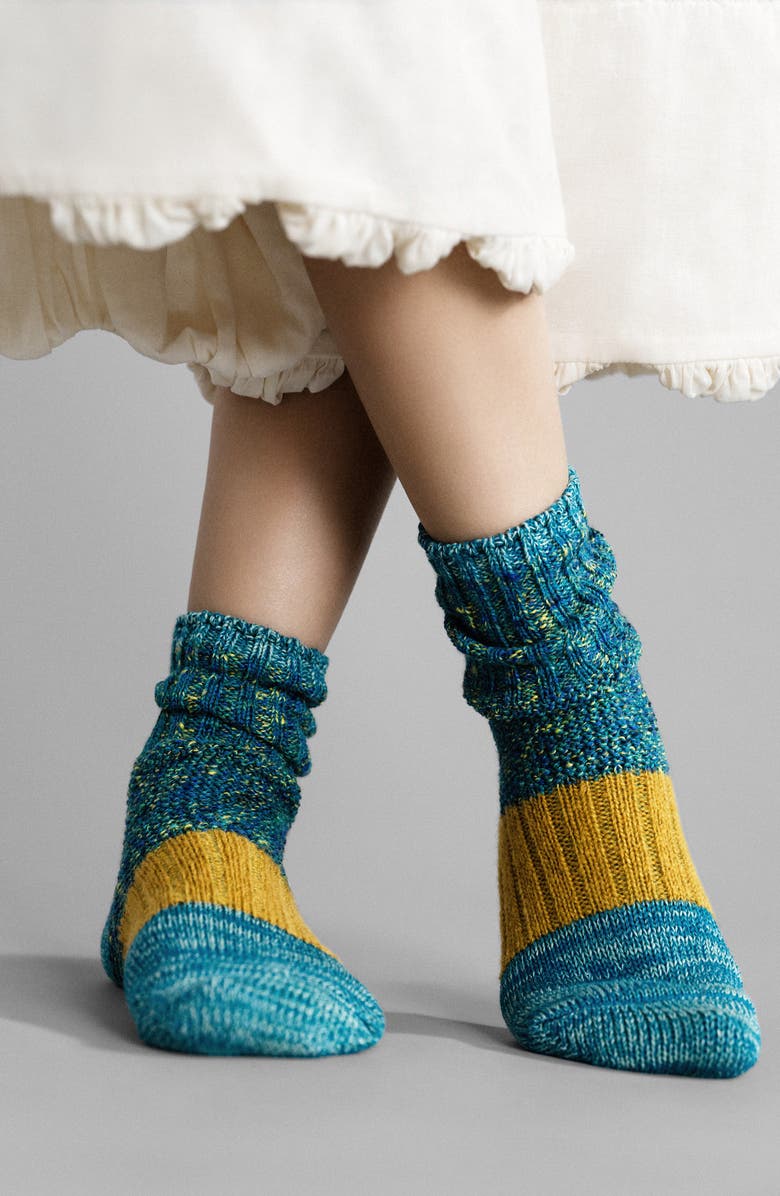 Hansel From Basel Pixie Dapple Cotton & Wool Blend Crew Socks, Alternate, color, Ocean