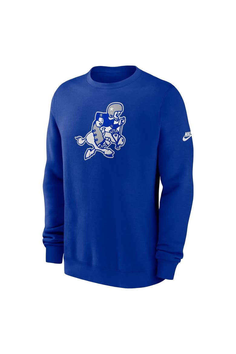 Men's Nike Royal Dallas Cowboys Swing Pass Rewind Club Pullover Sweatshirt, Alternate, color, Royal