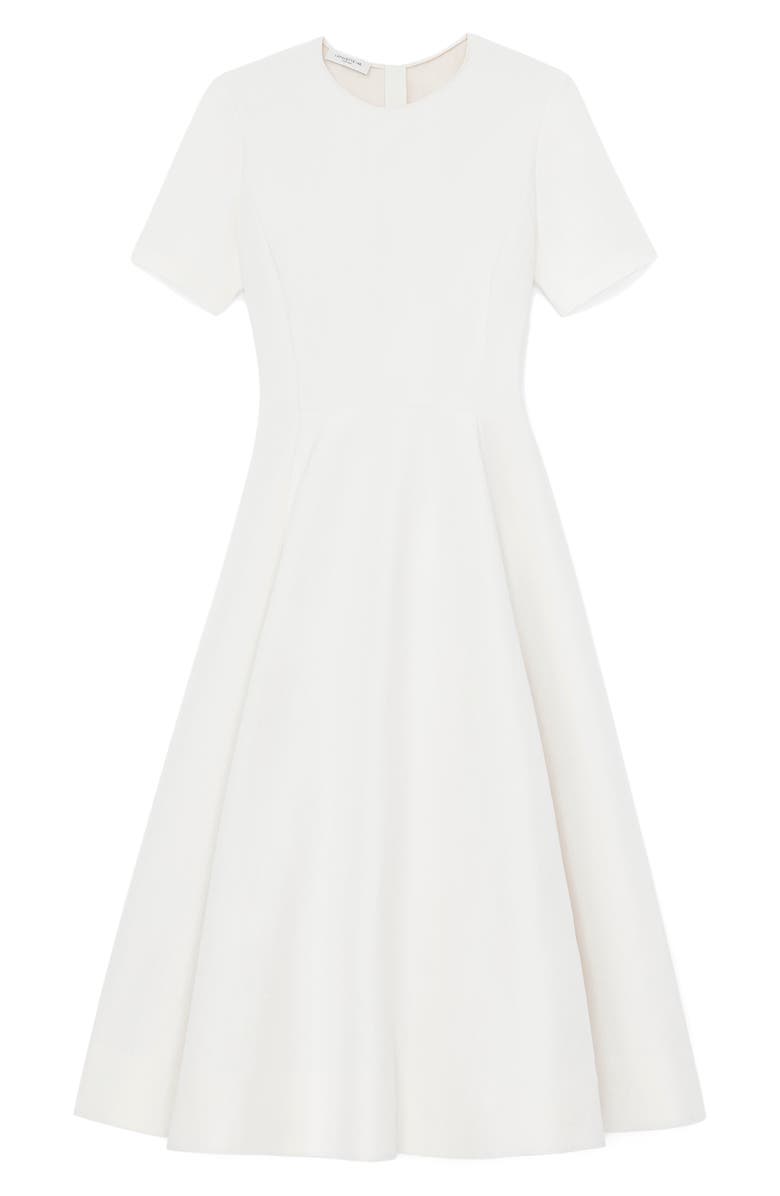 Lafayette 148 New York Short Sleeve Silk & Linen Fit & Flare Midi Dress, Alternate, color, 