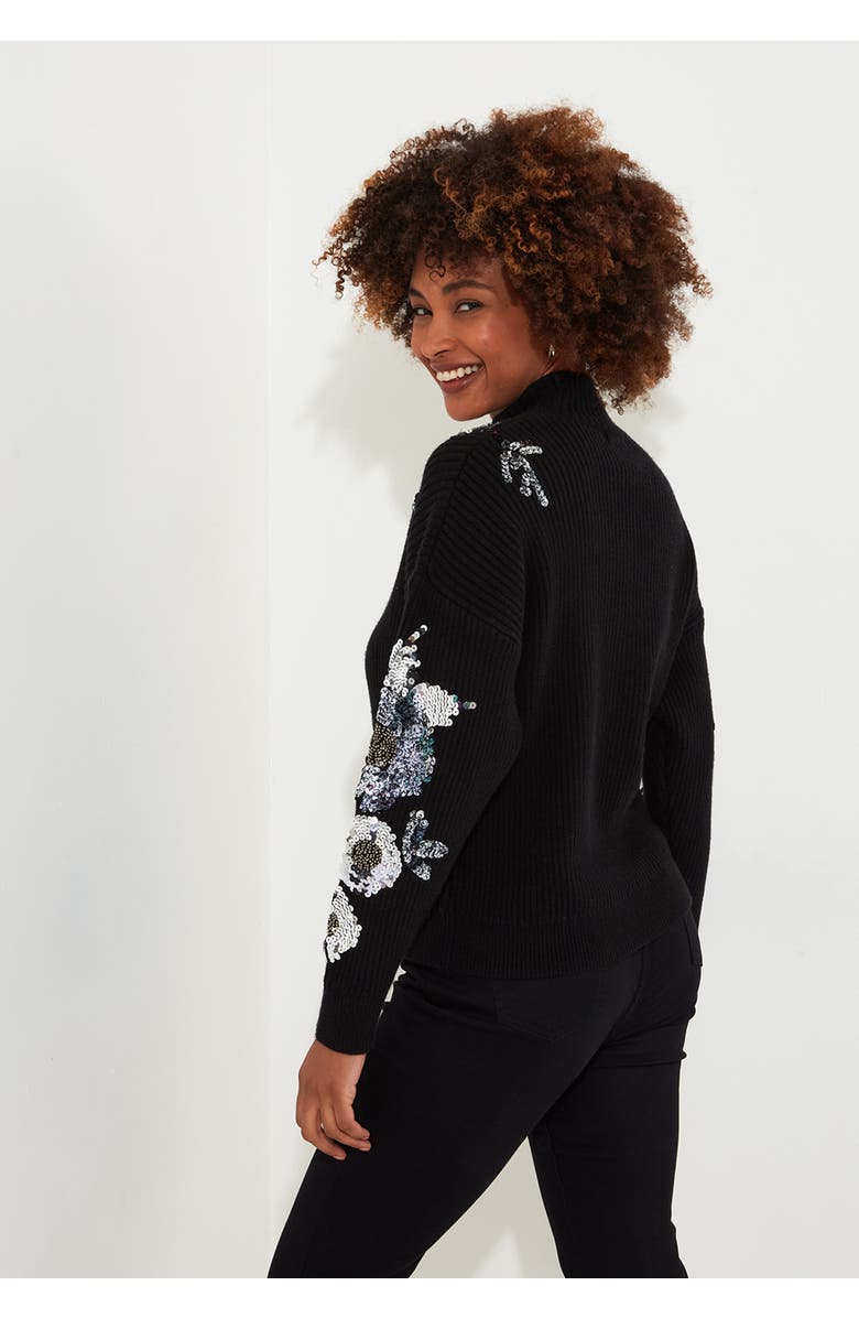 Joe Browns Mockneck Shimmer Sweater, Alternate, color, Silver Sequin Floral