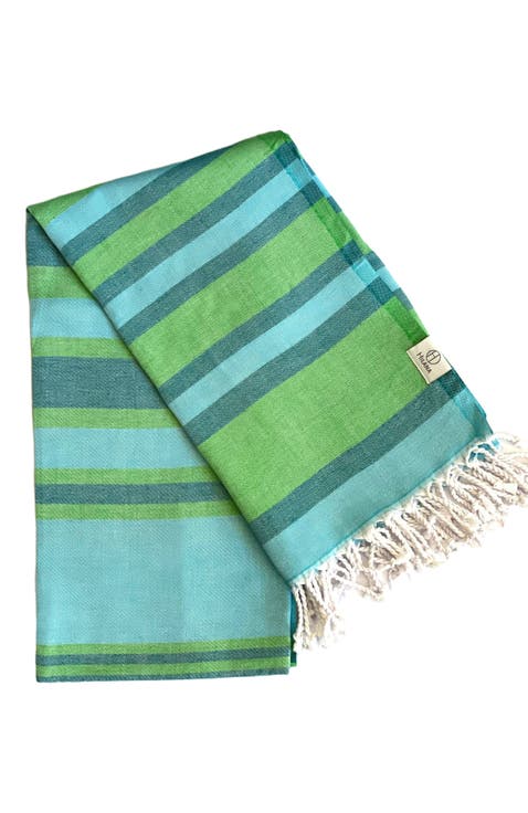 Samara Striped Sustainable Turkish Towel Green