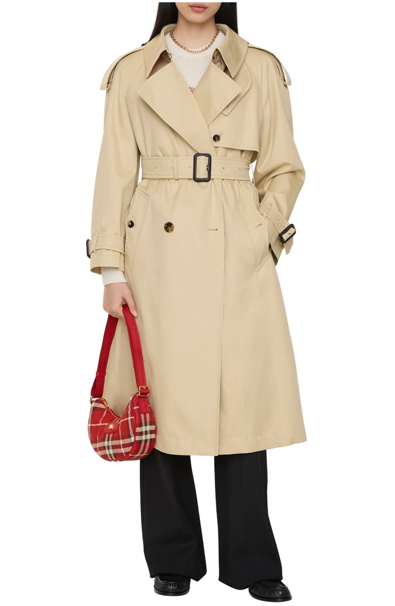 Burberry Long Gabardine Fitzrovia Trench Coat with Warmer, Main, color, Limestone Beige