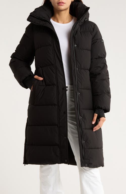 Bcbgeneration Pillow 3/4 Hooded Longline Puffer Coat In Black