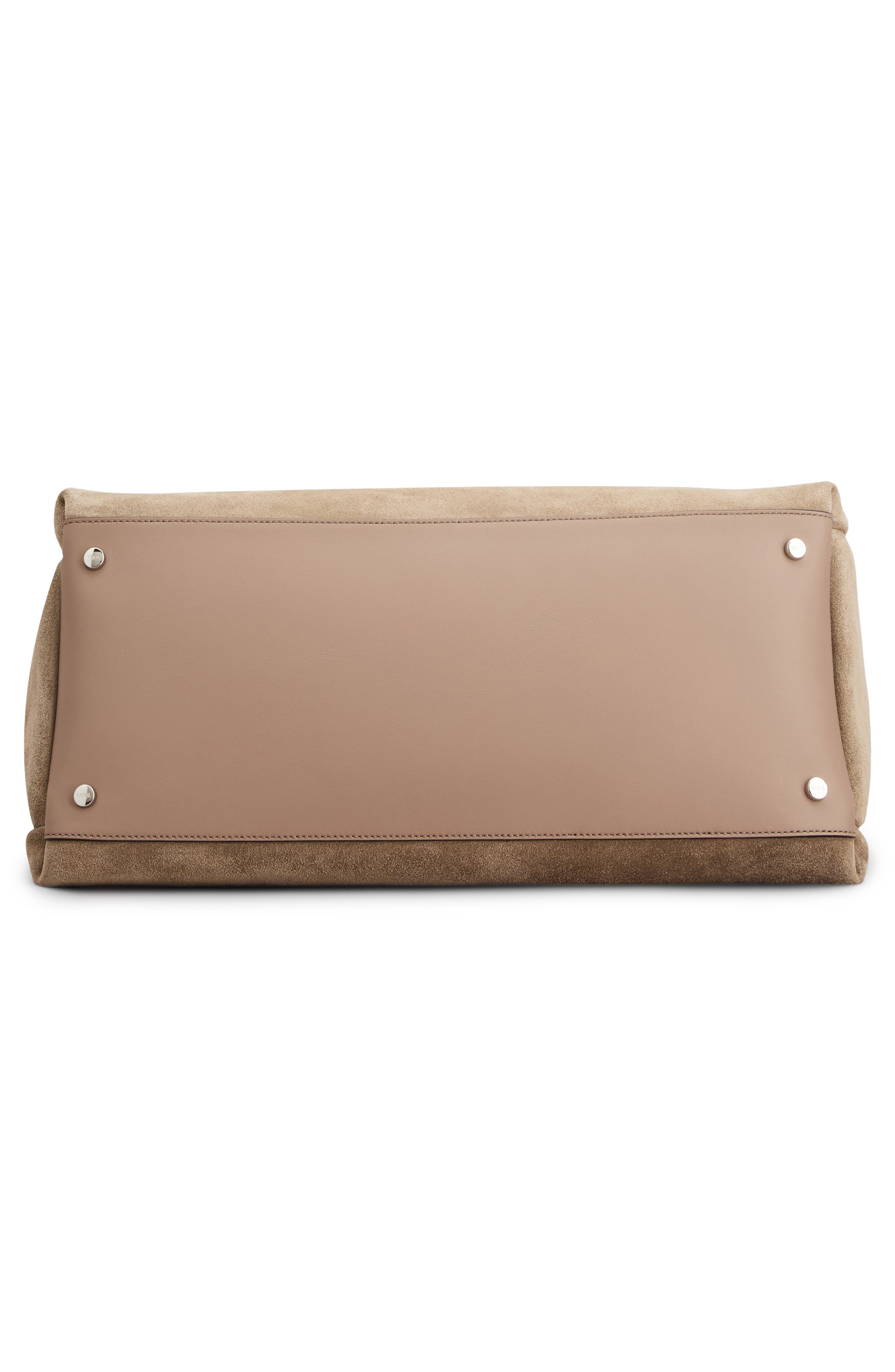 Tod's Apa 2 Suede Top Handle Bag, Alternate, color, Creta Chiaro