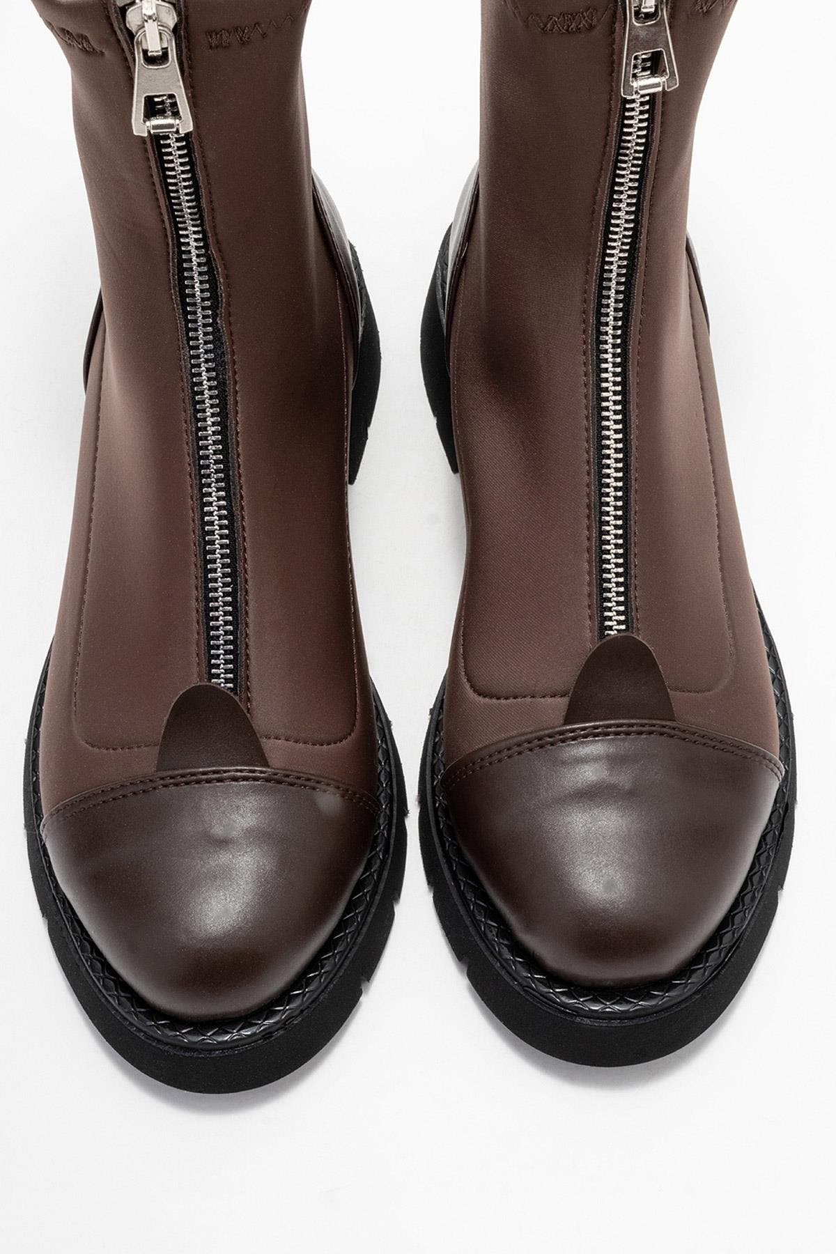 Martos Stretch Front Zip Ankle Boot, Alternate, color, Brown Faux Leather