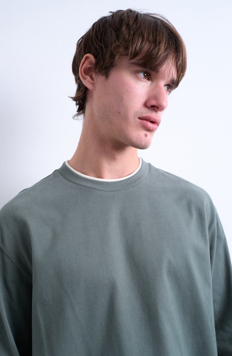 Topman Layered Long Sleeve T-Shirt, Alternate, color, Sage