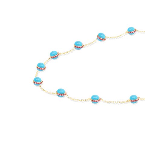 Found Cabochon Station Necklace