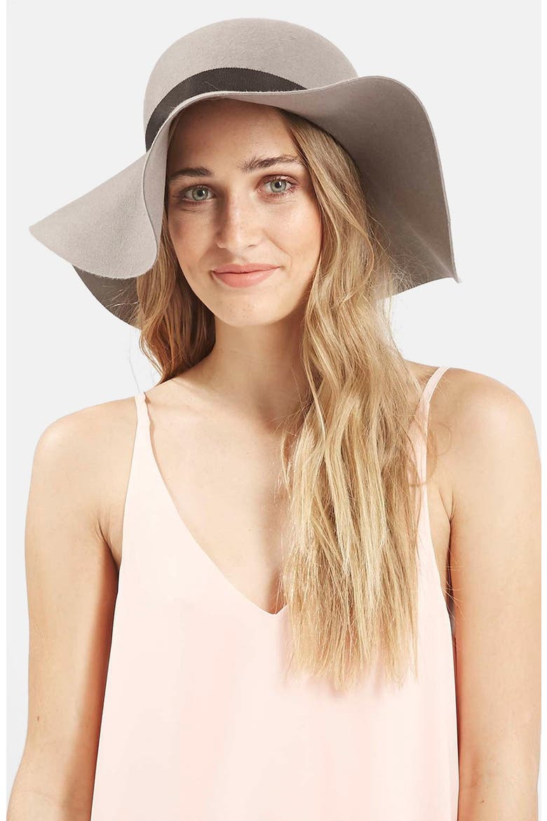 Floppy Wool Felt Hat, Main, color, GREY