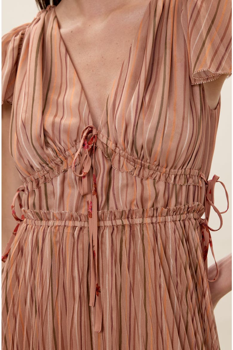 Celeste Stripe Pleated Dress, Alternate, color, Persimmon Stripe Multi