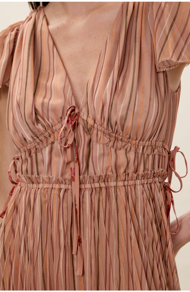 Rebecca Taylor Celeste Stripe Pleated Dress, Alternate, color, Persimmon Stripe Multi