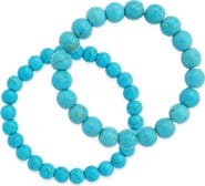 Sterling Forever Turquoise 2-Pack Beaded Stretch Bracelets