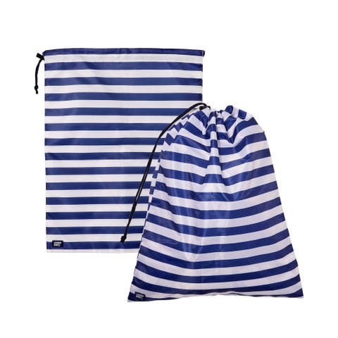 Travel Laundry Bags 2-Pack, Polyester Canvas Dirty Clothes Travel Bag with Drawstring