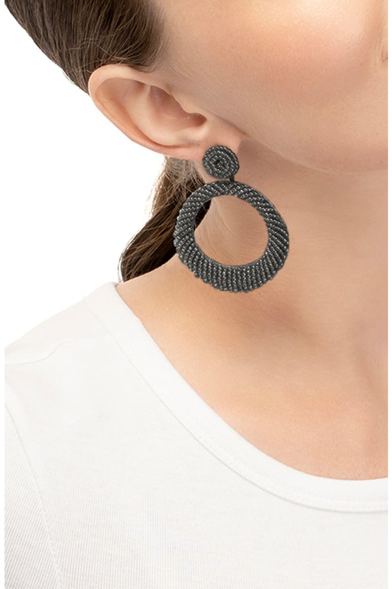 Asta Beaded Drop Earrings, Alternate, color, GUNMETAL