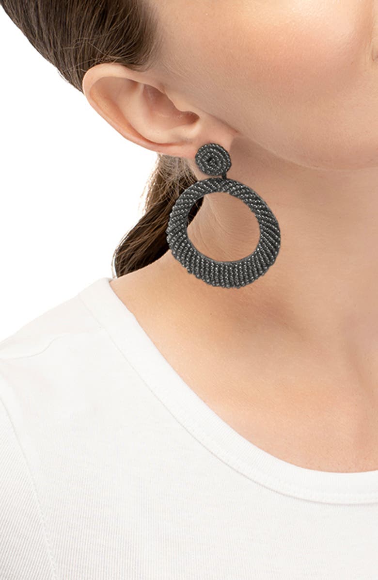 Deepa Gurnani Asta Beaded Drop Earrings, Alternate, color, Gunmetal