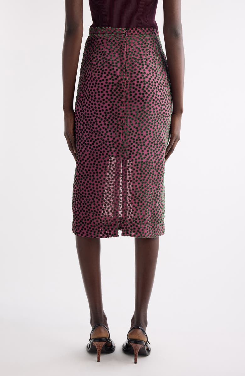Dries Van Noten Sokna Burnout Polka Dot Skirt, Alternate, color, Dark Pink