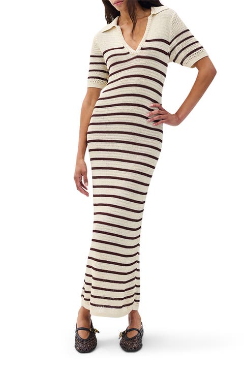 Costi Stripe Cotton Blend Polo Dress
