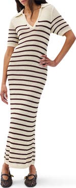 rag & bone Costi Stripe Cotton Blend Polo Dress