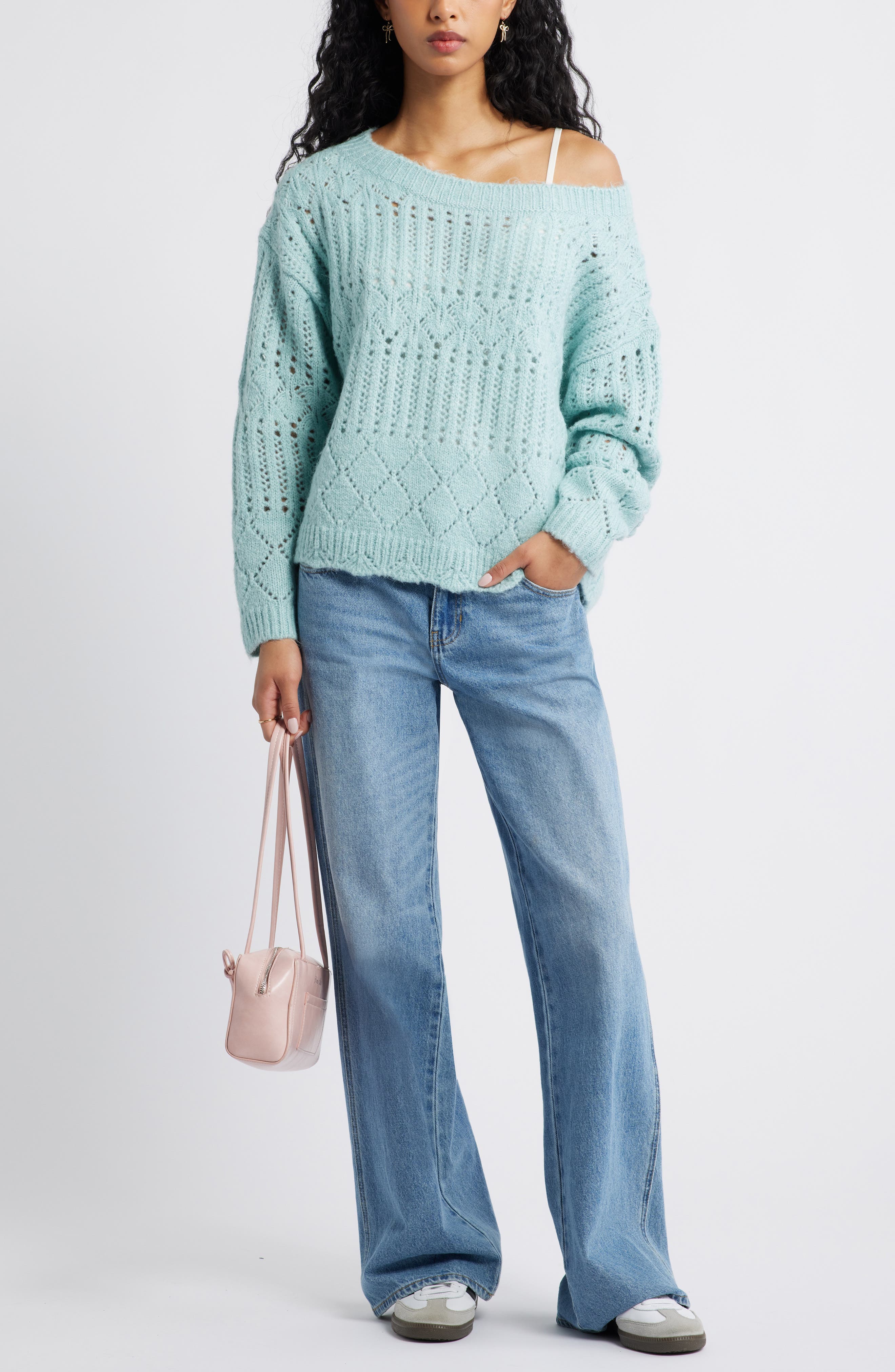 Open Stitch Oversize Sweater - image 2