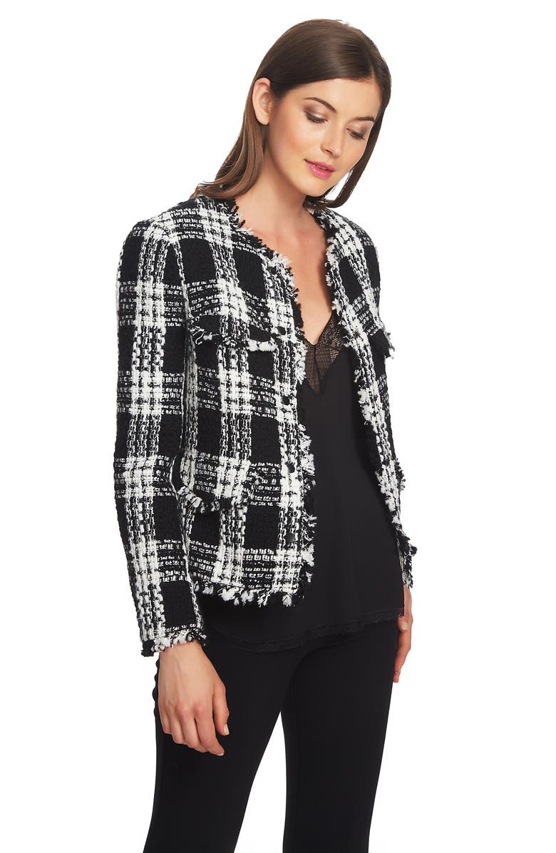 1.STATE Raw Edge Plaid Tweed Jacket, Alternate, color, 