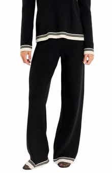 Contrast Stripe Wide Leg Knit Pants