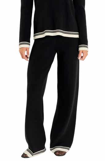 Contrast Stripe Wide Leg Knit Pants