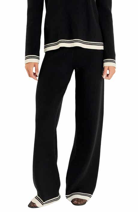 Contrast Stripe Wide Leg Knit Pants