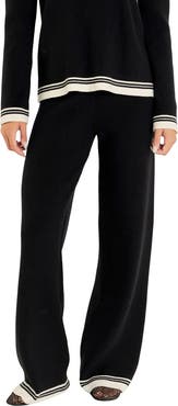 English Factory Contrast Stripe Wide Leg Knit Pants