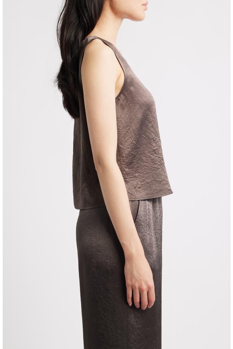 Crinkle Satin Shell Top, Alternate, color, RYE