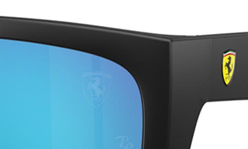 Ray Ban Ray-ban X Scuderia Ferrari 57mm Chromance Polarized Square Sunglasses In Matte Black/blue Polarized