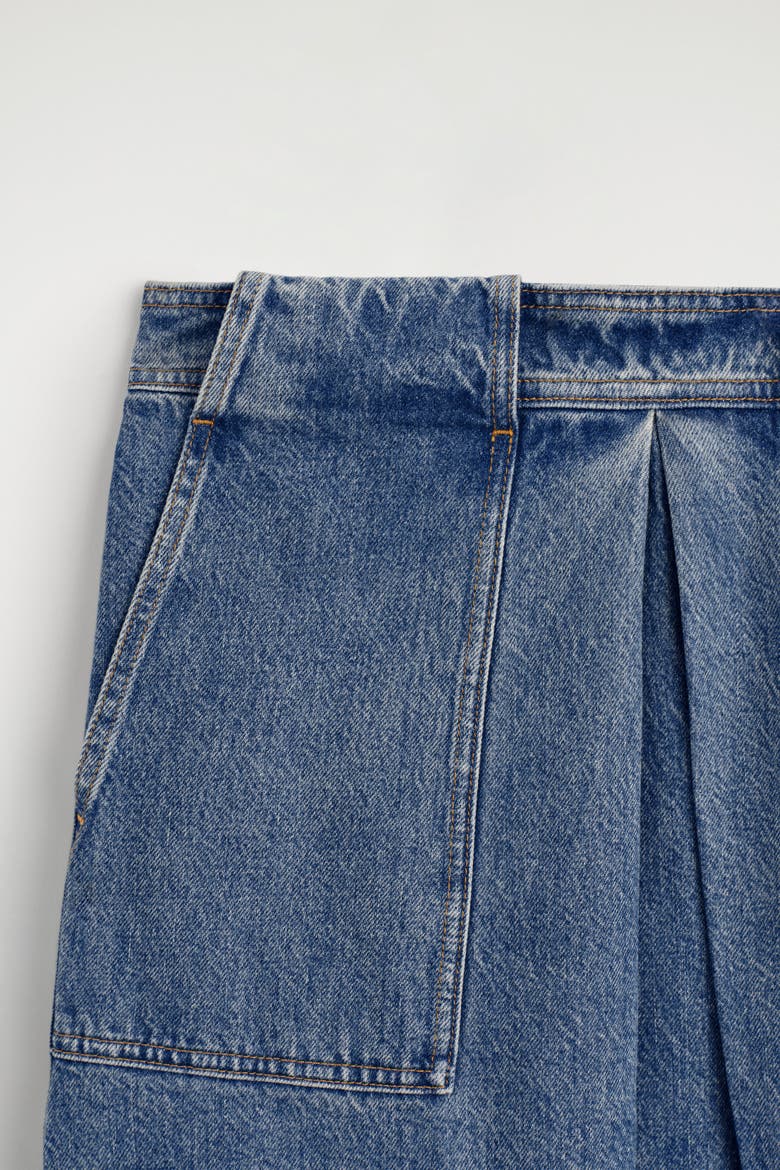 Denim A-Line Utility Skirt, Alternate, color, BLUE