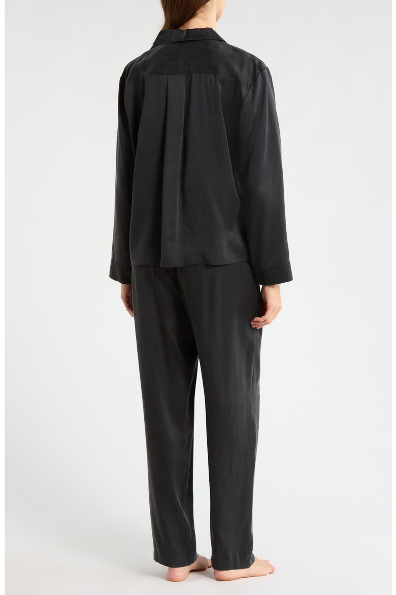 Print Washable Silk Pajamas, Alternate, color, IMMERSED BLACK