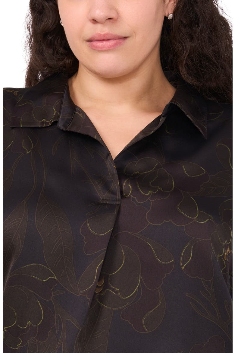 Metallic Floral Satin Charmeuse Top, Alternate, color, RICH BLACK
