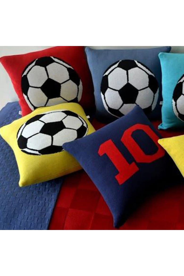Soccer Ball Pillow, Alternate, color, Cherry Red