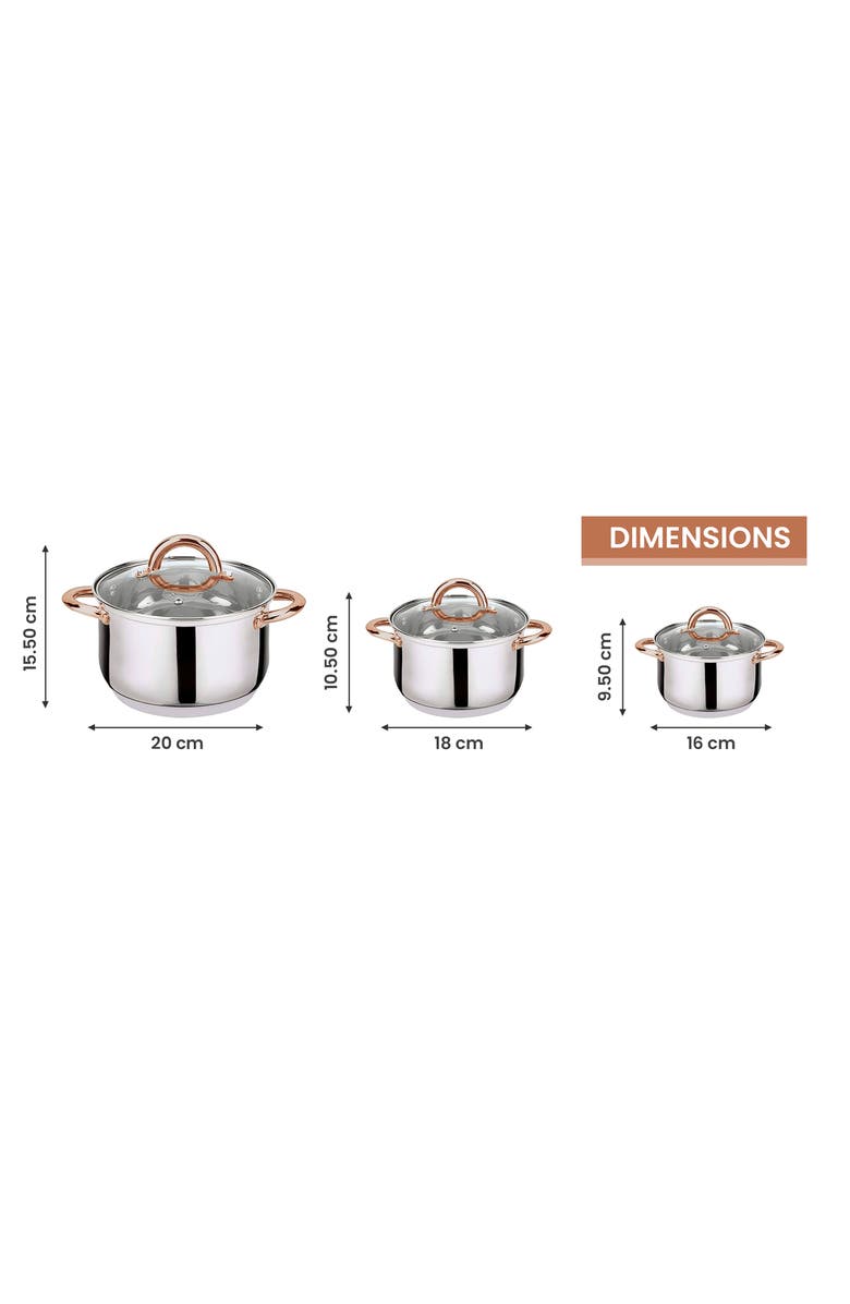 J AND V TEXTILES 6-Piece Stainless Steel Casserole Set, Alternate, color, Stainless Steel