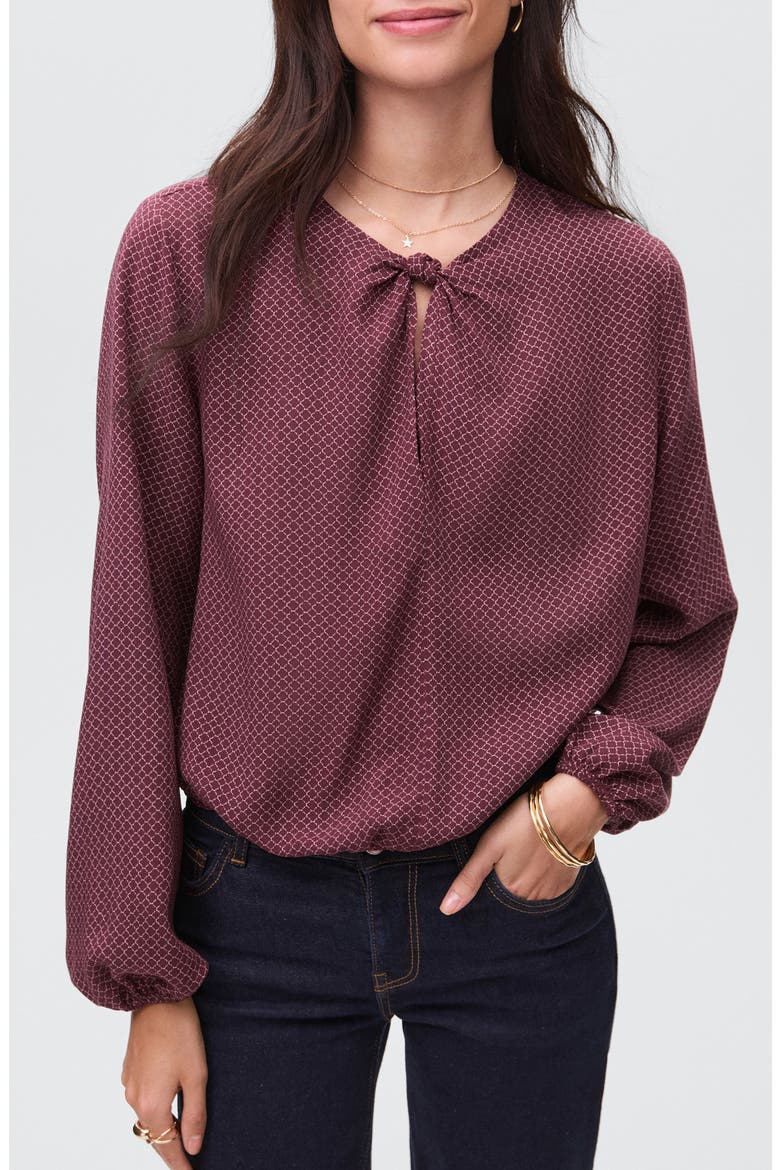 Knotted Puff Sleeve Top, Main, color, MAROON