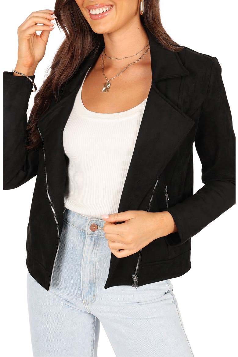 Spencer Faux Suede Jacket, Main, color, BLACK