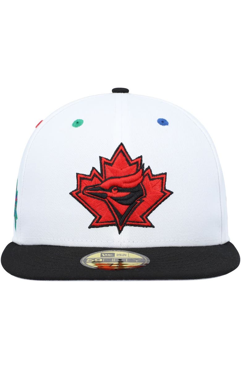New Era Men's New Era White/Black Toronto Blue Jays 25th Anniversary Primary Eye 59FIFTY Fitted Hat, Alternate, color, White