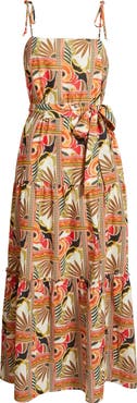 Julia Jordan Printed Tie Belt Maxi Sundress