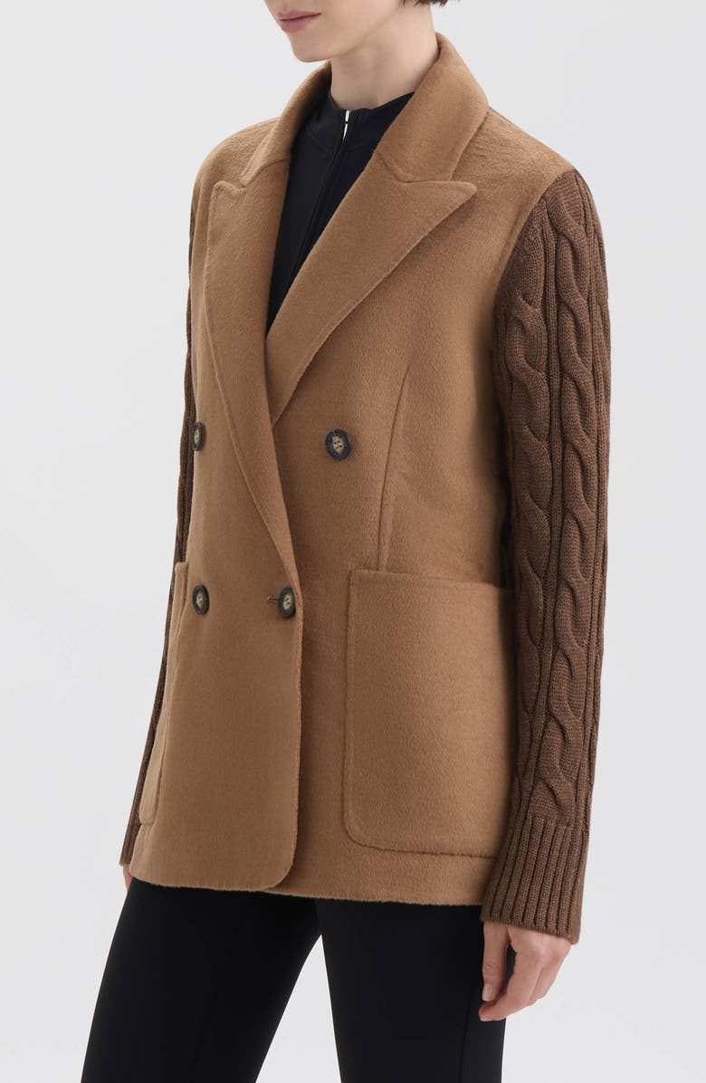 Hunter Double Breasted Wool Blend Jacket, Alternate, color, Brown
