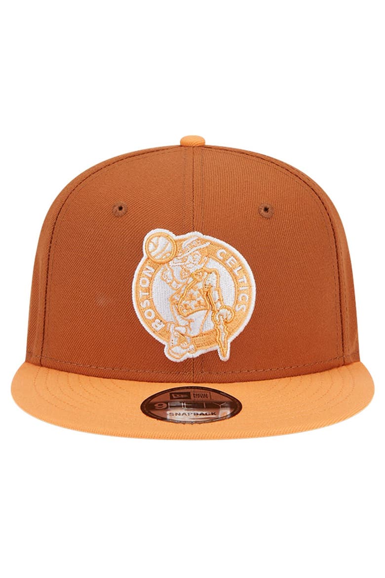Men's New Era Brown/Orange Boston Celtics 2-Tone Color Pack 9FIFTY Snapback Hat, Alternate, color, Brown