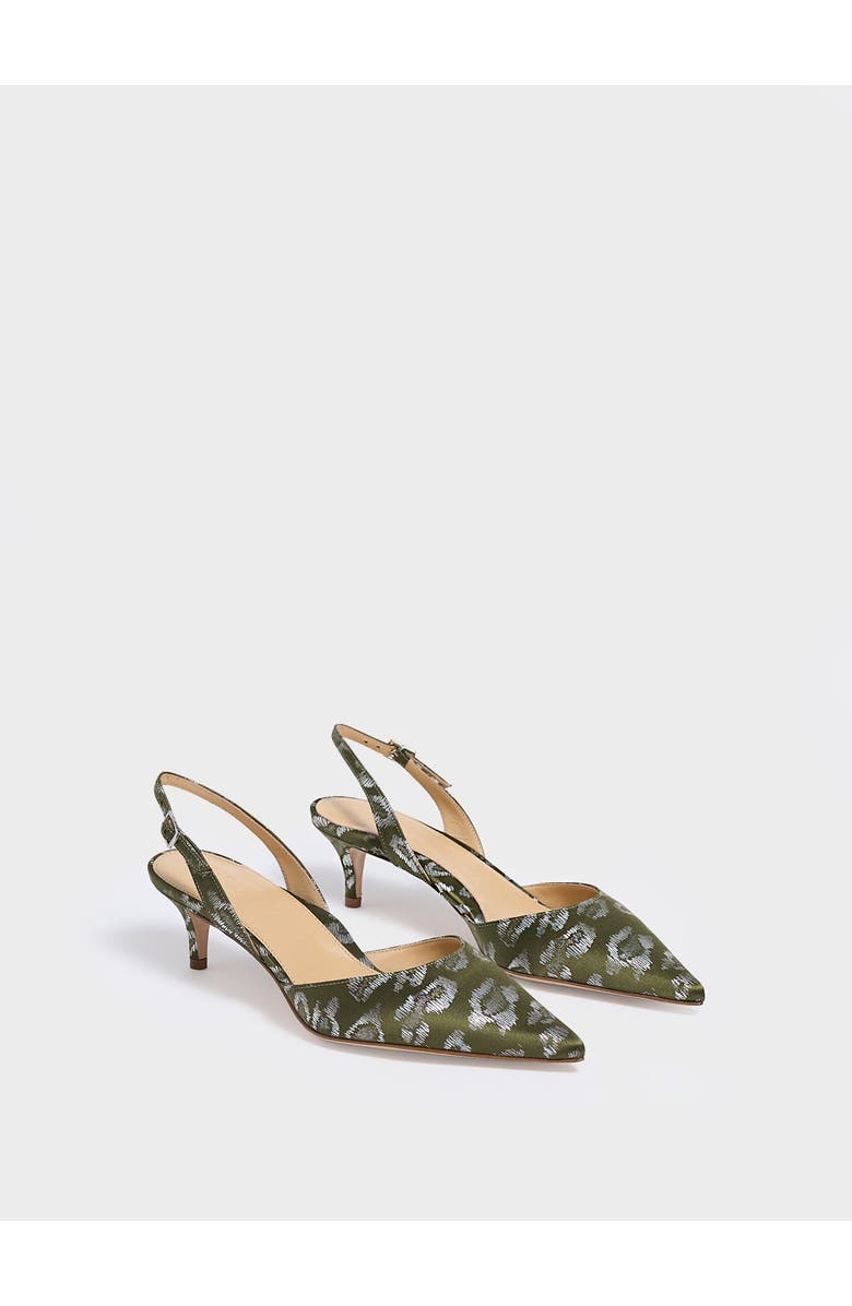 MARION PARKE Classic Slingback 45 | Silk, Alternate, color, Green Leopard