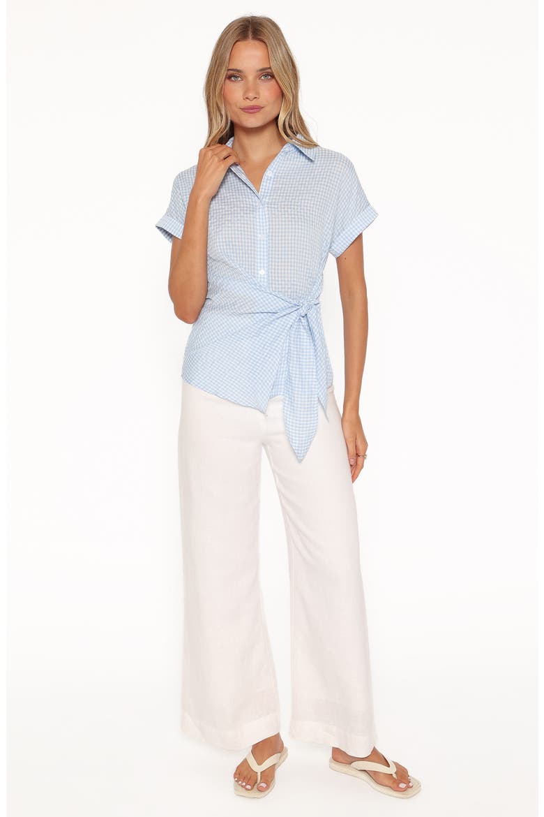 Shiloh Side Tie Shirt, Alternate, color, BLUE GINGHAM