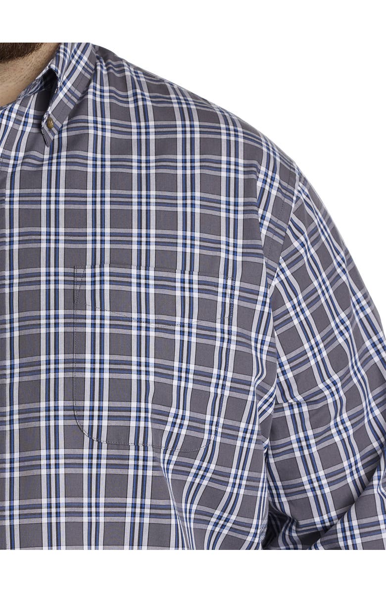 Harbor Bay by DXL Big & Tall Easy-Care Small Plaid Sport Shirt, Alternate, color, Grey Multi