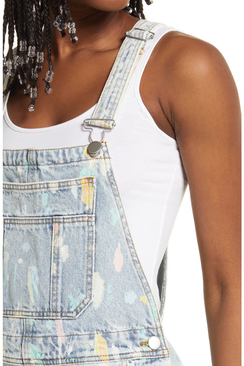 Cristina Martinez Cotton Denim Overalls, Alternate, color, BLUE PAINTBRUSH STROKES