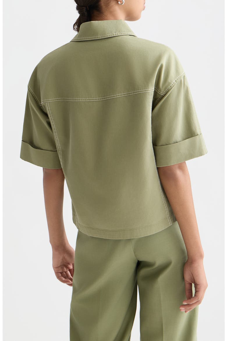 Short Sleeve Cotton Blend Utility Shirt, Alternate, color, OIL GREEN