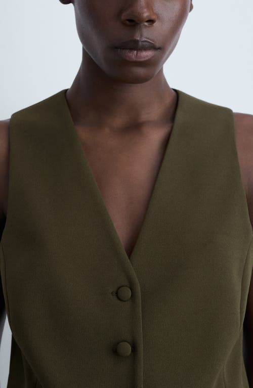 Shop Mango Suit Waistcoat With Buttons In Khaki Green
