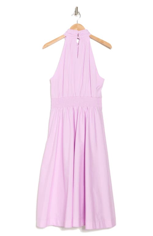 Veronica Beard Kinny Smocked Cotton Blend Midi Dress In Barely Orchid